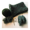 Opskrift på halsedisse i merino mørkgrønnne  samt mohair i merino og mohair